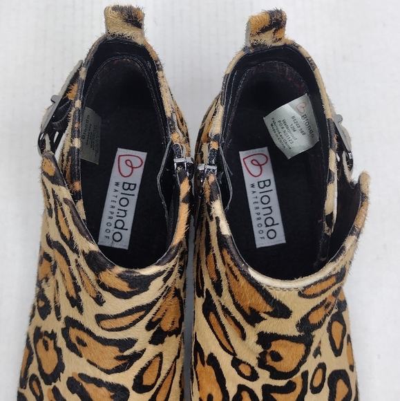 Blondo Tami Waterproof Leopard Print Calf Hair Side Zip Ankle Booties Size 12M - Picture 8 of 12